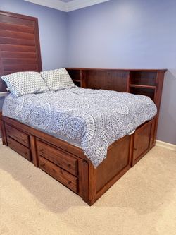 Full size Bed frame with Storage, Drawers, Shelves