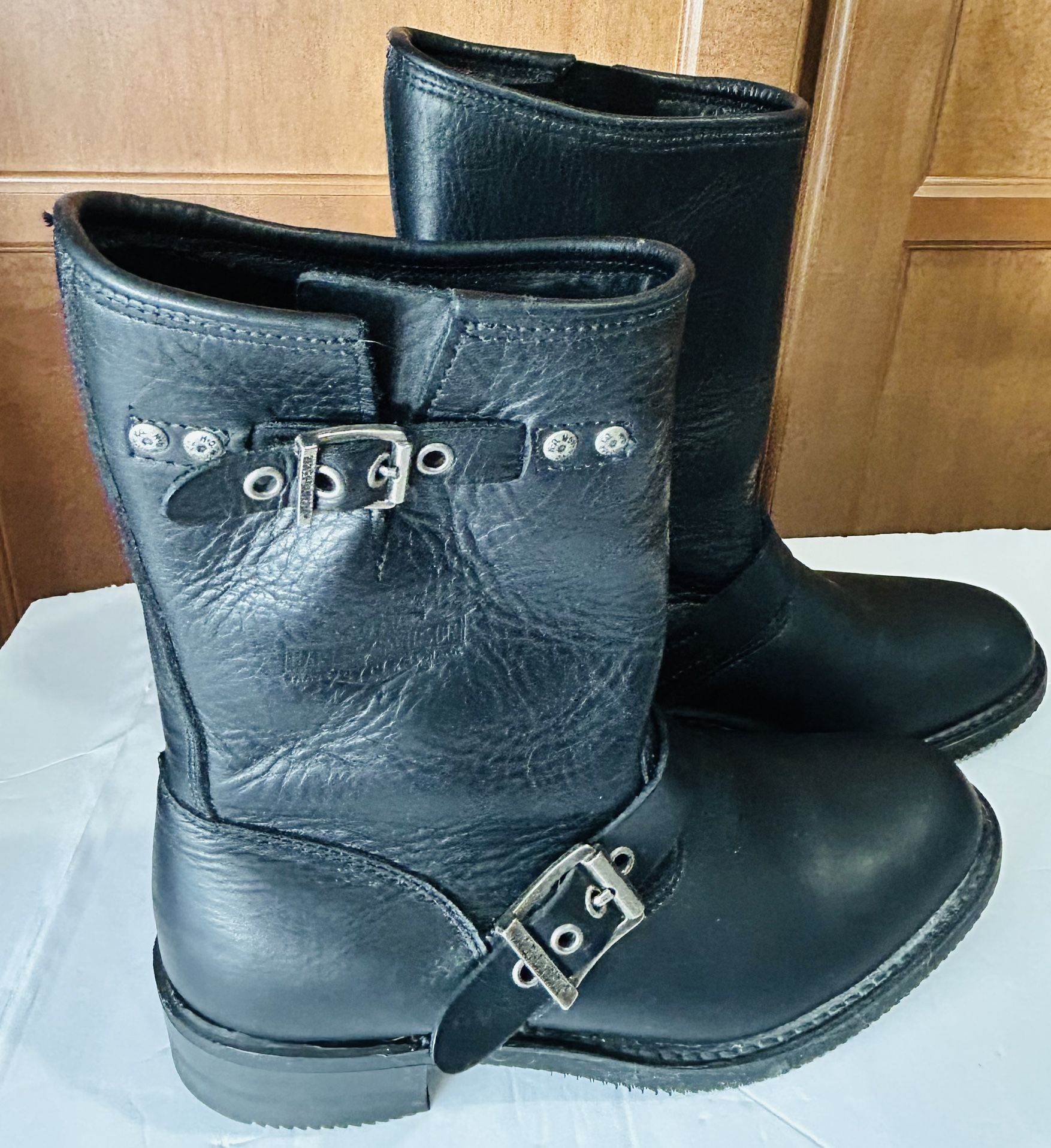 Womens Size 7.5 Harley Davidson Black Leather Boots Motorcycle Riding 88409