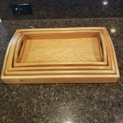 Hand Crafted Wooden Nesting Trays (Set Of 4)