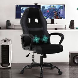 NiamVelo Gaming Chair Massage Office Chair Adjustable PU Leather Gamer Chair with Lumber Support for Adults and Kids , Black