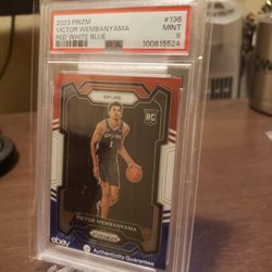 2023 Prizm RC Victor Wembanyama Red White & Blue PSA 9 Mint #136
