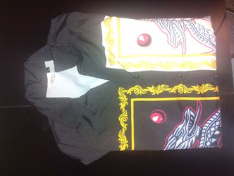 No Boundaries Dragon Button-Up Shirt Black Gold Graphic Streetwear Size M