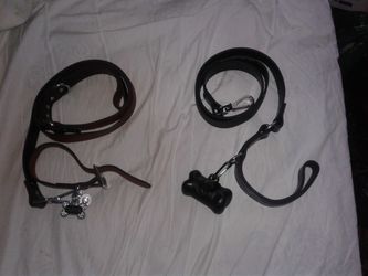 2 new tough leather black dog leaches