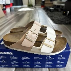 Women’s Birkenstock Arizona Split Sandals - Eggshell New Beige - Size 7, 8