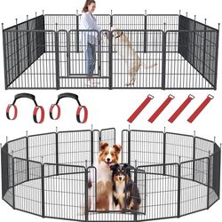 Musen Dog Playpen Indoor Outdoor, 16 Panels Dog Pen 32" Height Dog Fence Exercise with Doors for Large/Medium/Small Dogs, Portable Pet Play
