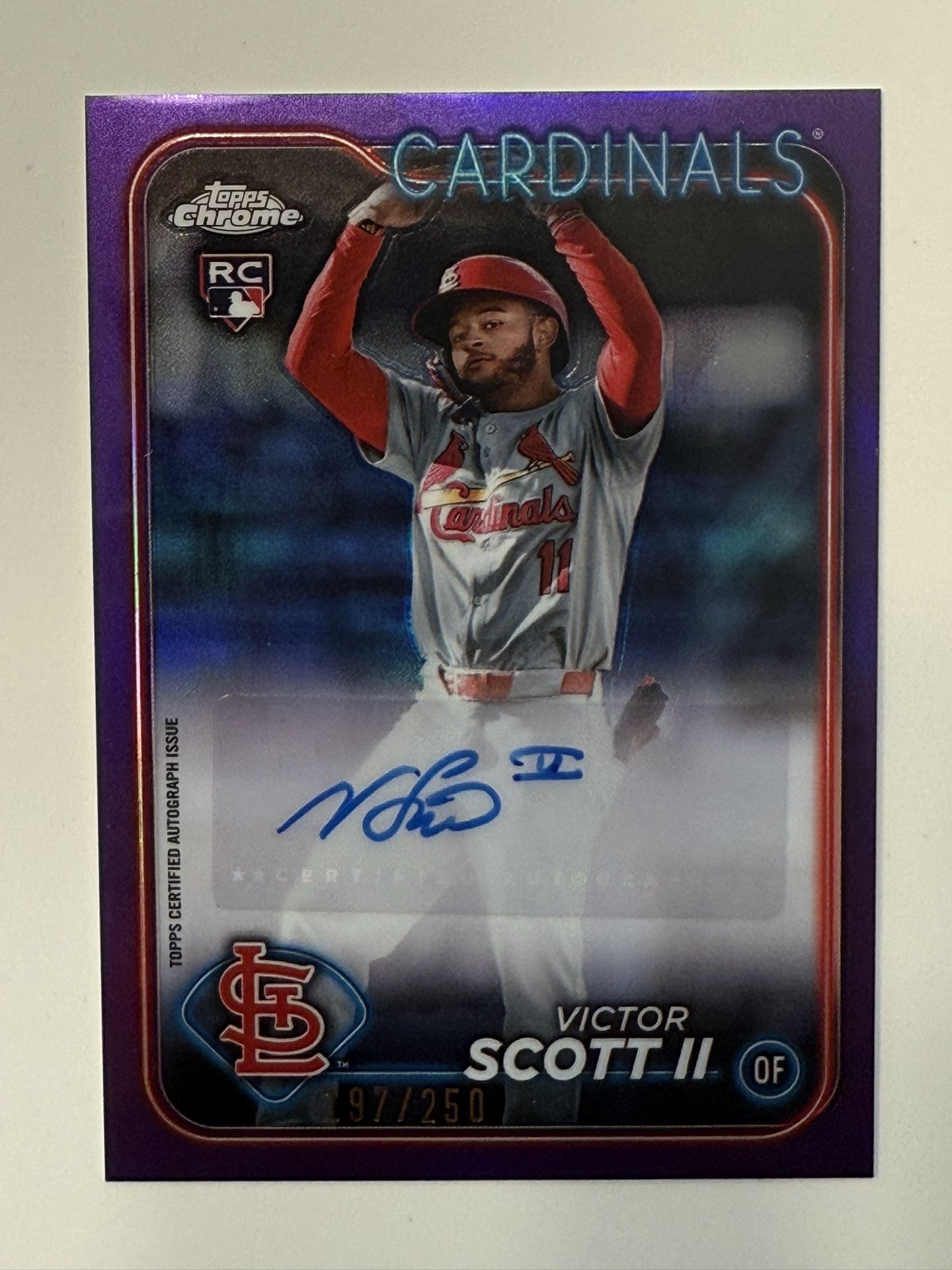 2024 Topps Chrome Update Purple Refractor Victor Scott II Rookie Auto RC