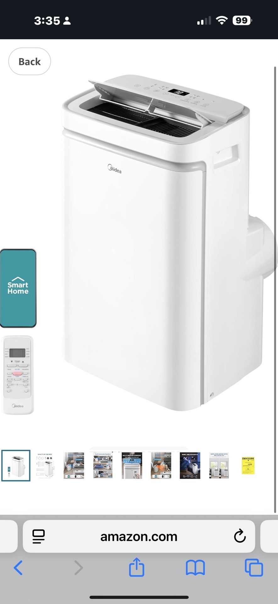 new in box!(10,000 BTU SACC) Portable Air Conditioner, Cools up to 450 Sq.Ft., with Dehumidifier&Fan mode&Heat, Control with Remote, Amazon Alexa&Goog