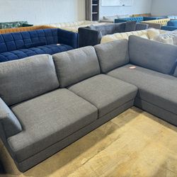 Glendale Grey Linen L-Shaped Right Sectional Sofa