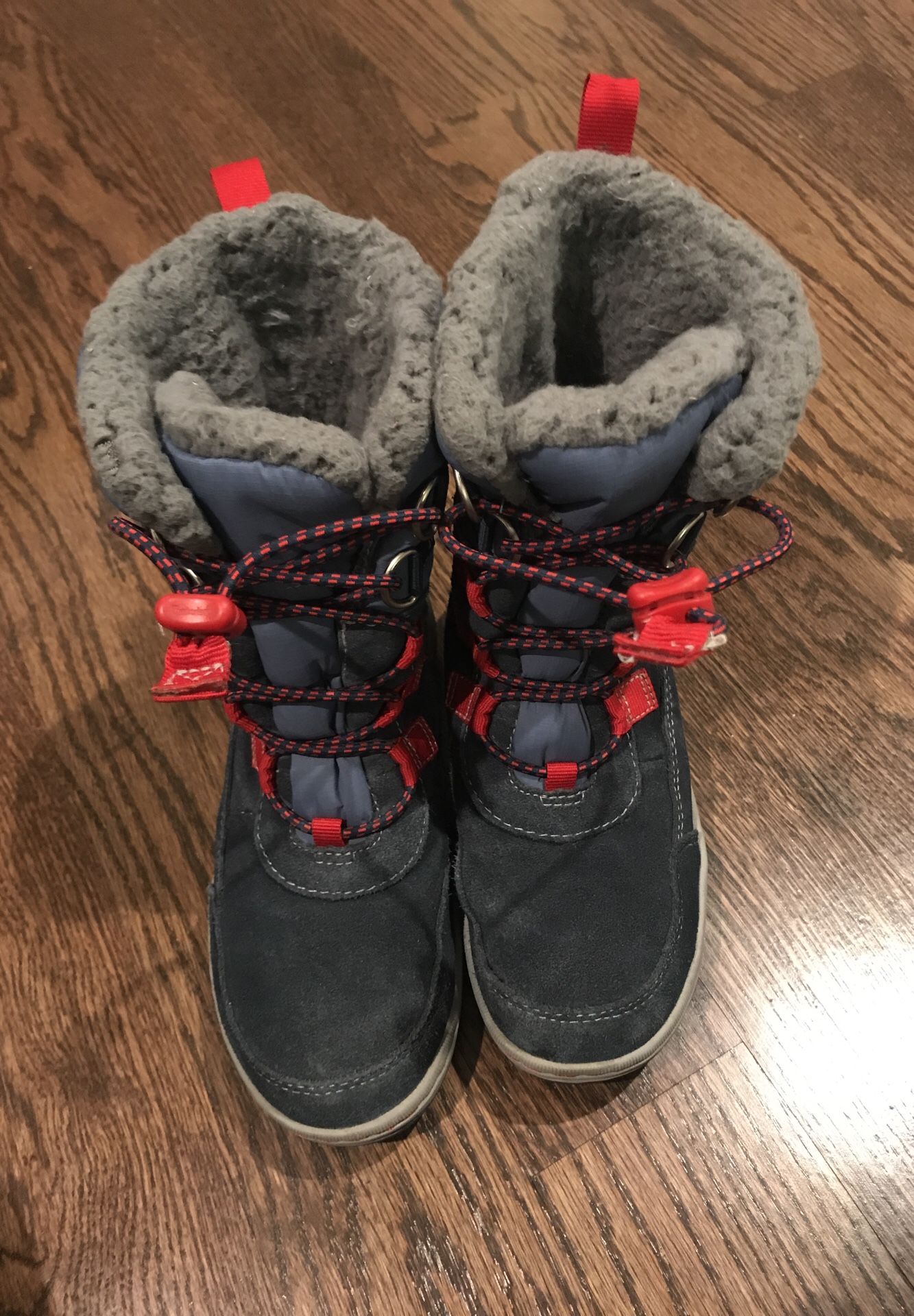 Timberlands snow boots 12.5 boys waterproof navy red