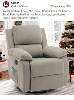 Beige Korser 360° Swivel Rocker Recliner Chair