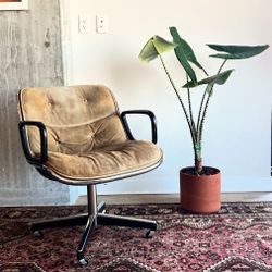 Vintage 1960’s Charles Pollock For Knoll Office Chair In Suede 