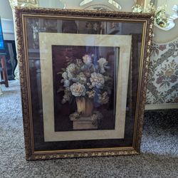 Vintage Framed Floral Still Life – Ornate Gold Gilt Frame