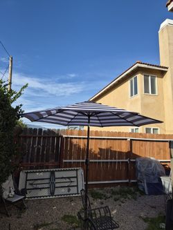 9" FT Market Umbrella Patio Color : Black And White Base Not Included 