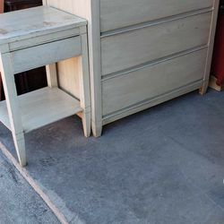Vintage Oak Midcentury Dresser and Night Stand set- Painted