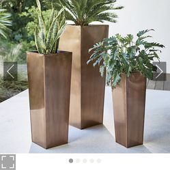 Stainless Steel Tall Tapered Planters