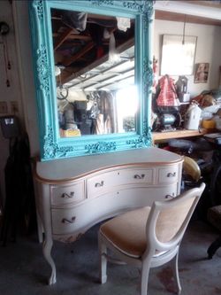 6‘ x 5‘ mirror and beautiful cabinet antique painted wheelchair 150