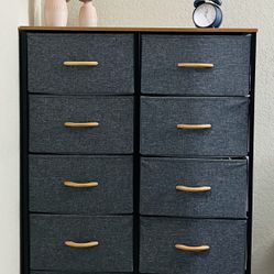 10-Drawer Dresser, Sturdy Steel Frame, Wooden Top, Easy Pull Fabric Bins