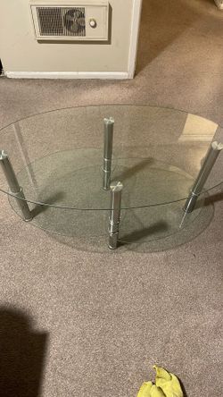 Tempered Glass Coffee Table Accent Oval Side Table Living Room 3 Tier Shelves