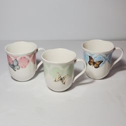 3 Lenox Butterfly Meadow Mugs