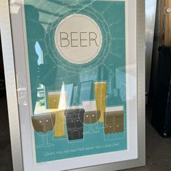 Vintage Framed Beer Poster