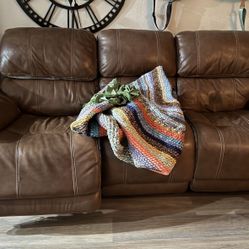 Brown Leather Reclining Couch
