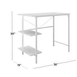 White desk with shelves 