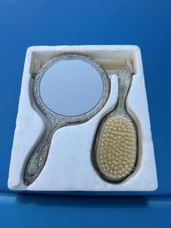 Silver Plated Mirror, Brush And Comb Set