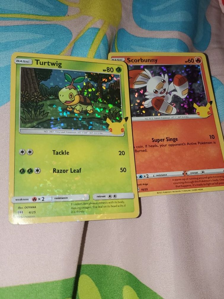 Turtwig And Scorbunny McDonald's Poker Card