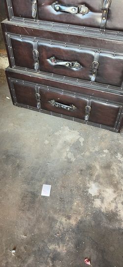 Full leather trunk dresser