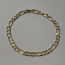 Vintage 14K Yellow Gold Figaro 8 Inch Link Bracelet