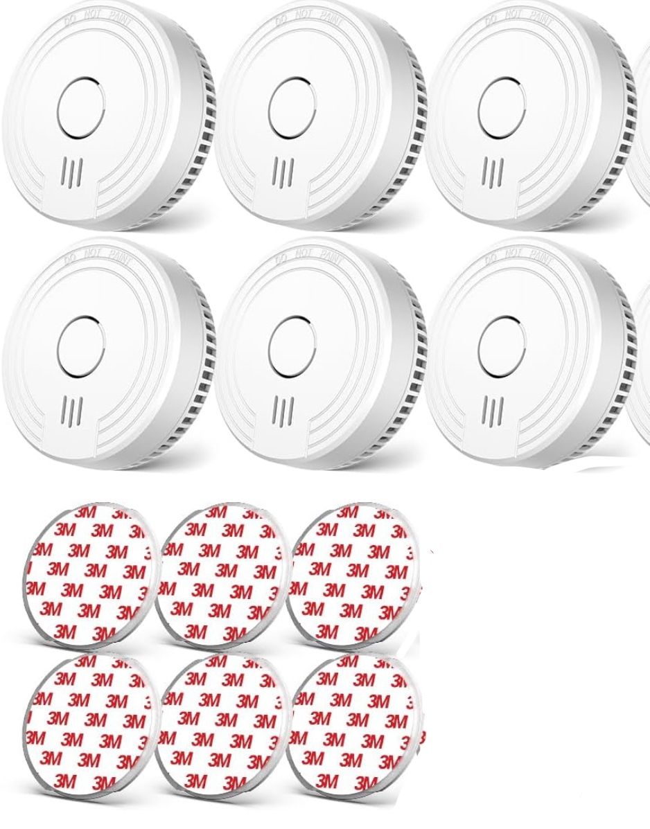 Ecoey Smoke Alarm Fire Detector, Battery Included Photoelectric Smoke Detector with Test Button and Low Battery Signal, Small Fire Alarm for Home, Bed