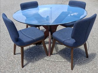 Round Glass Top Dining Table with 4 Chairs