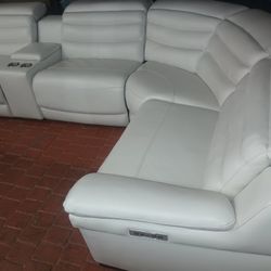 SECTIONAL GENUINE LEATHER RECLINER ELECTRIC WHITE COLOR... DELIVERY SERVICE AVAILABLE 🚚💥💥✅