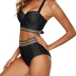 2 Piece Bikini Large Black