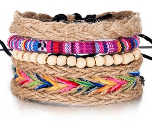 (Shipped Only) Multilayer Handmade Hemp Rope Woven Bracelet