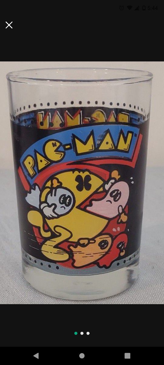 1980 Pac-Man Glass Cup-Arbys Collectors Series-Midway Balley-No cracks Or Chips