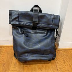 DUCHAMP Rubberized Camo Flapover Backpack~Navy Camo