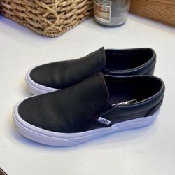 Vans Black Slip Ons 6.5 New 