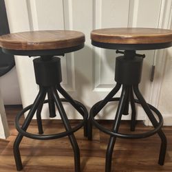 Swivel counter stool with metal frame ( set of 2 )