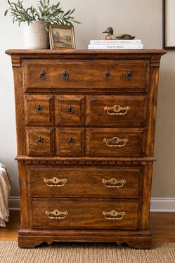 Vintage Solid Wood 5 Drawer Chest