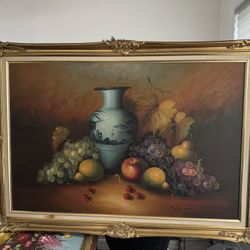 Original Large Simon Oil Painting - Fruit On Canvas