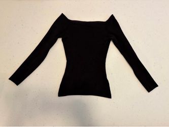 H&M Black Long Sleeve Off-Shoulder Stretchy Top - Size XS