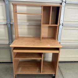 Portable Computer Desk | Pullout Keyboard & Printer Space 