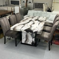 ✨ Luxury Marble-Style Dining Set – Brand New ✨