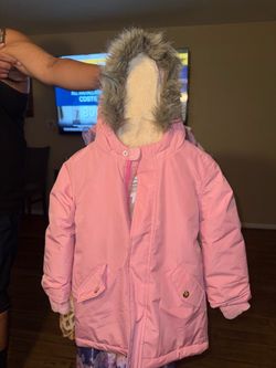 Girls Pink Winter Parka with Fur Hood