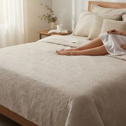 NEW Whale Flotilla Queen bed Set with 2 Pillow Shams & Bedspread embossed quilt NWT