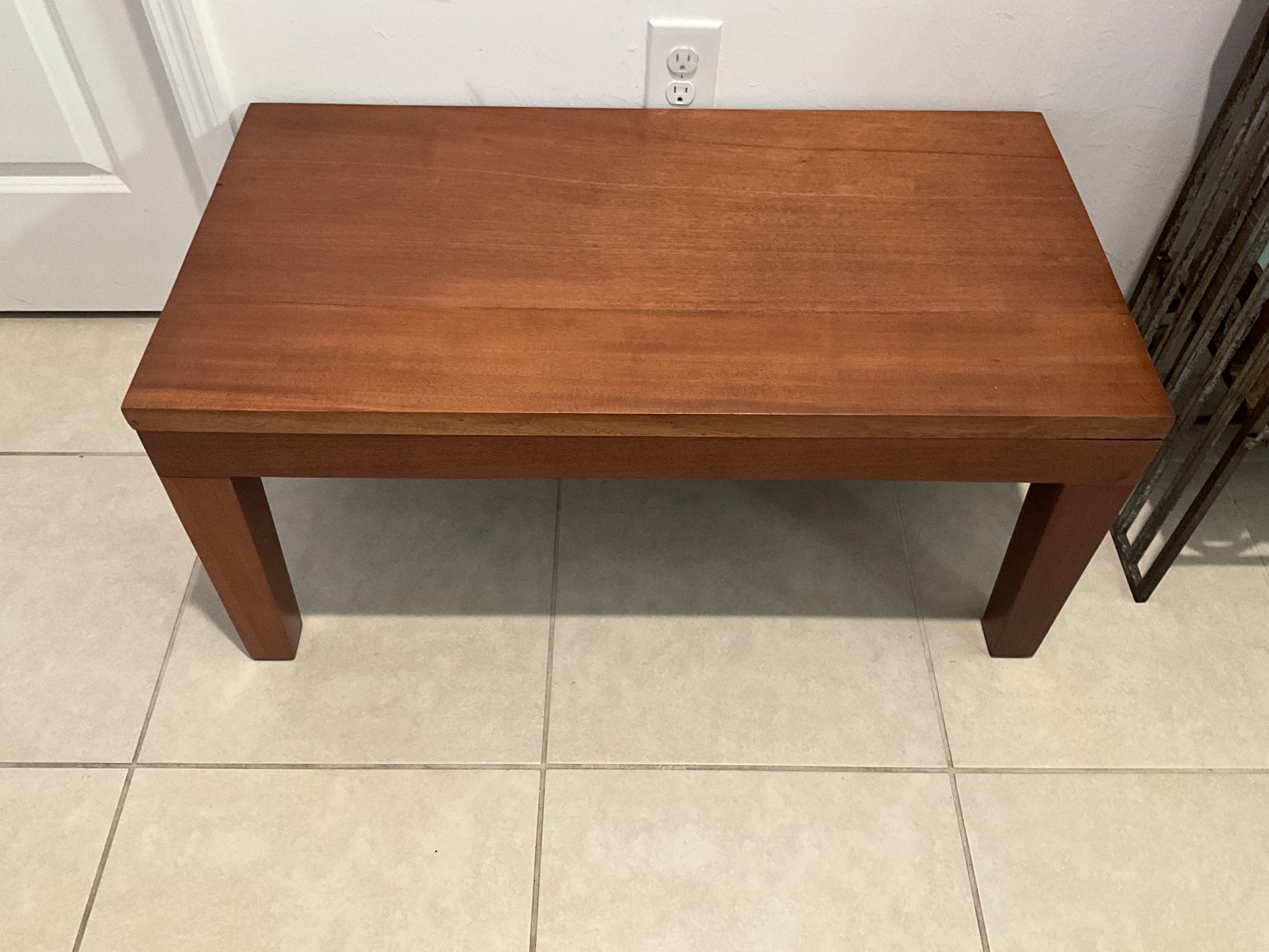 Vintage MCM Mahogany Coffee Table With Additional Carrara Marble Top
