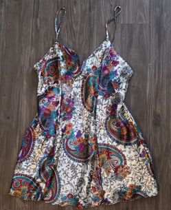 Vintage Fredericks Of Hollywood Paisley Mini Slip Dress Style Nightie Nightgown Y2K sz Med