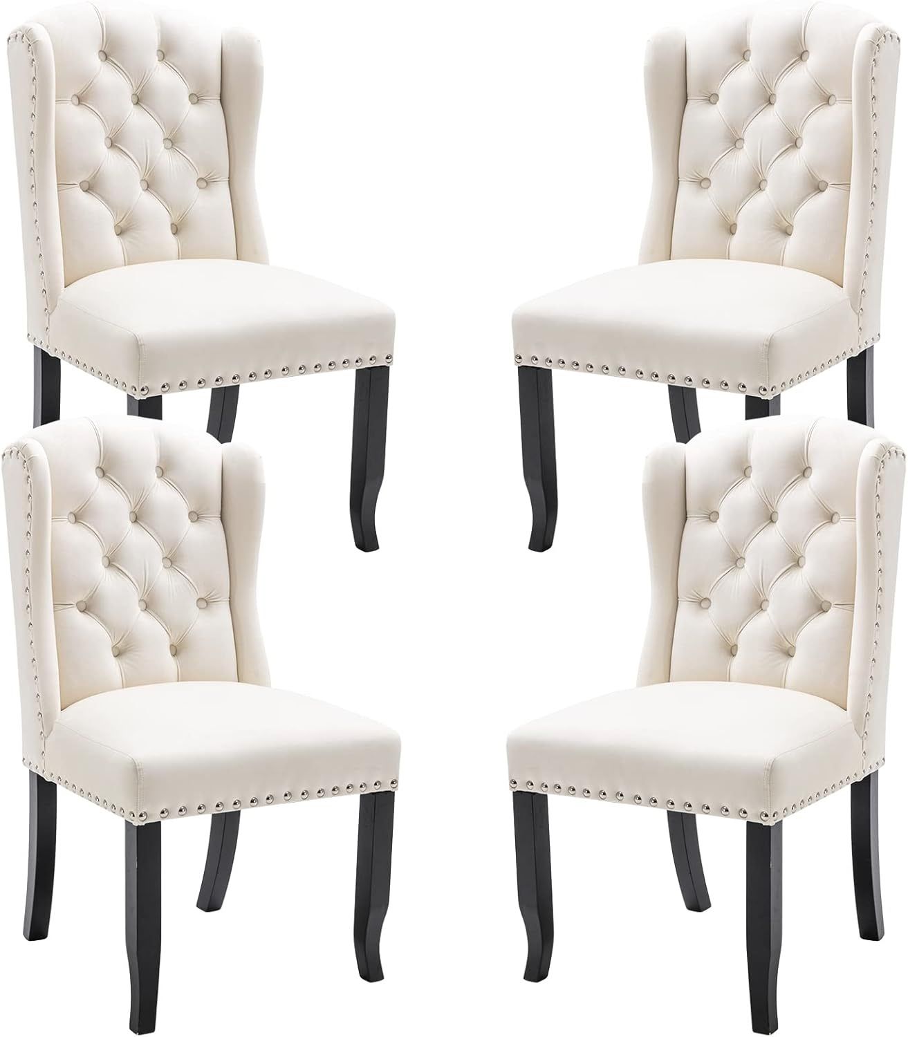 Modern Tufted Dining Chairs Set of 4, Velvet Upholstered Dining Room Chairs Armless Guest Side Chair for Kitchen Dining Room, Wingback Accent Chairs w