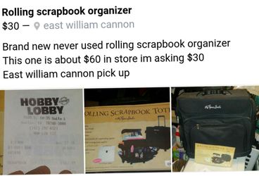 Rolling scrapbook organizer